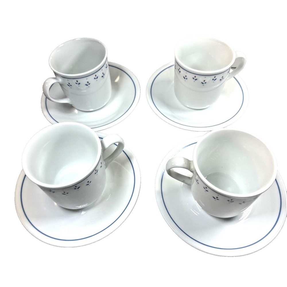 Set Of 4 NEW CORELLE Corning NORMANDY Tea Coffee Cup Mug w Saucer